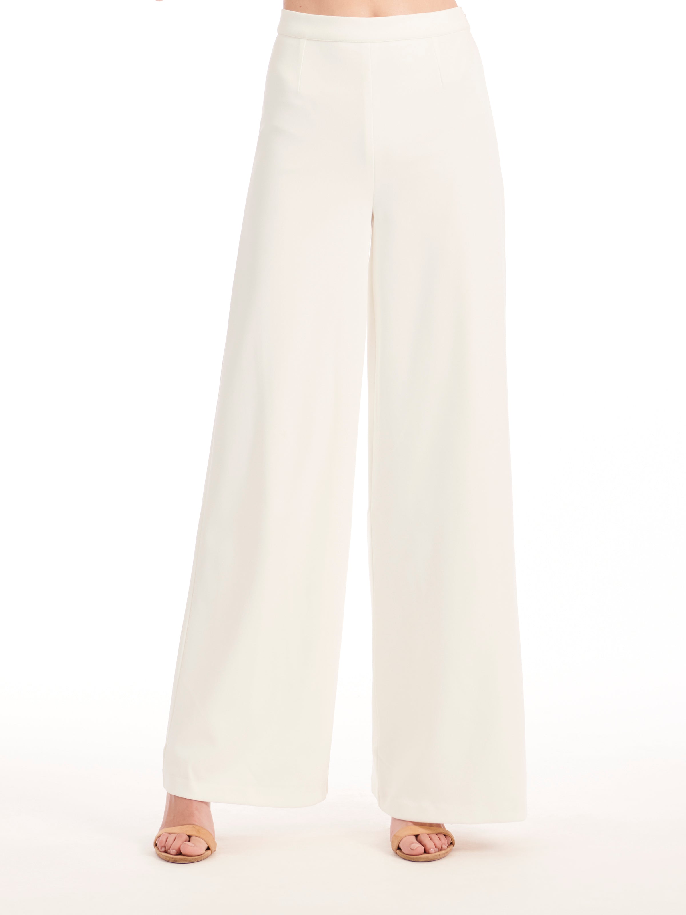 STRETCH CREPE WIDE LEG PANT IVORY