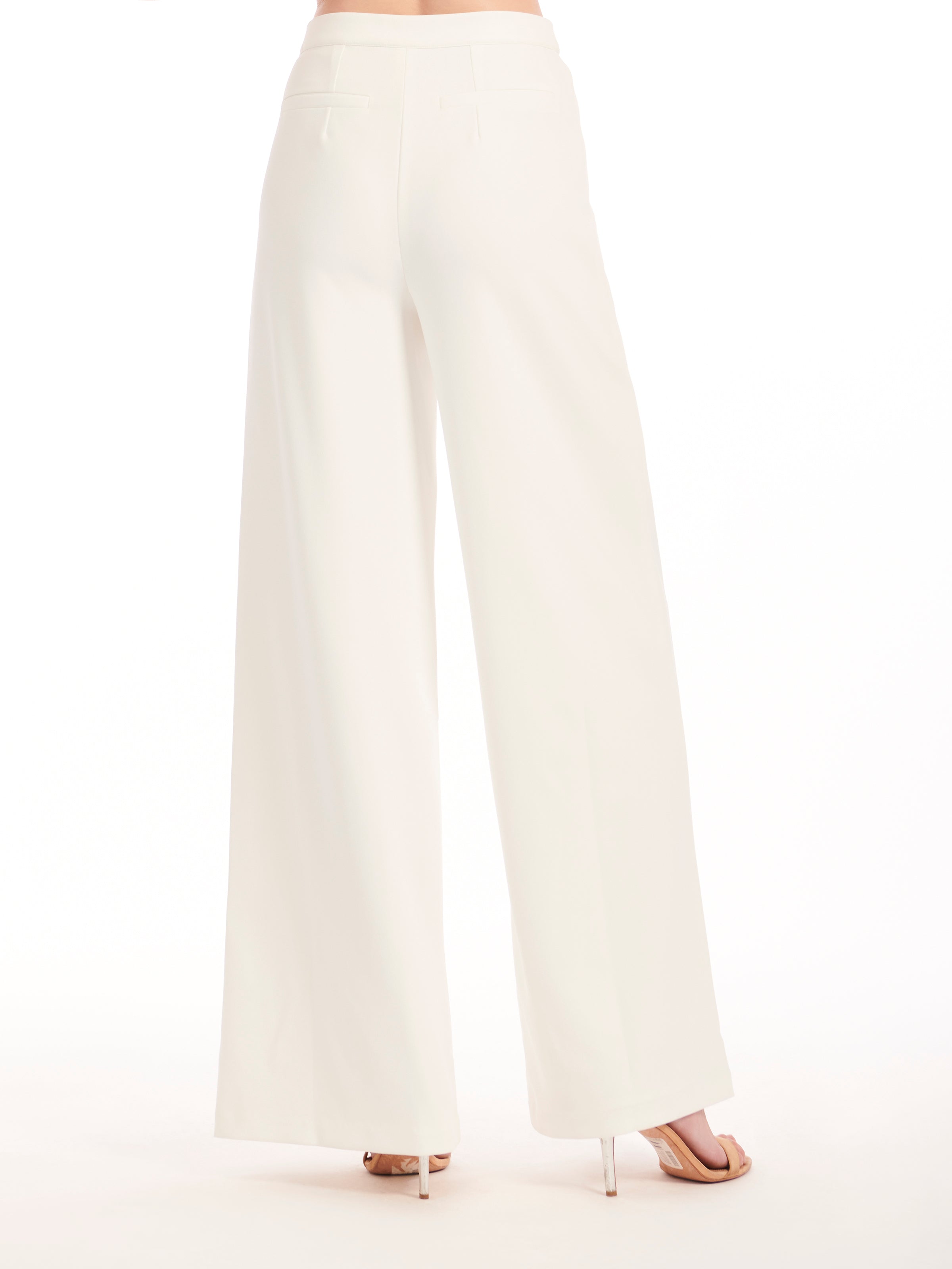 STRETCH CREPE WIDE LEG PANT IVORY