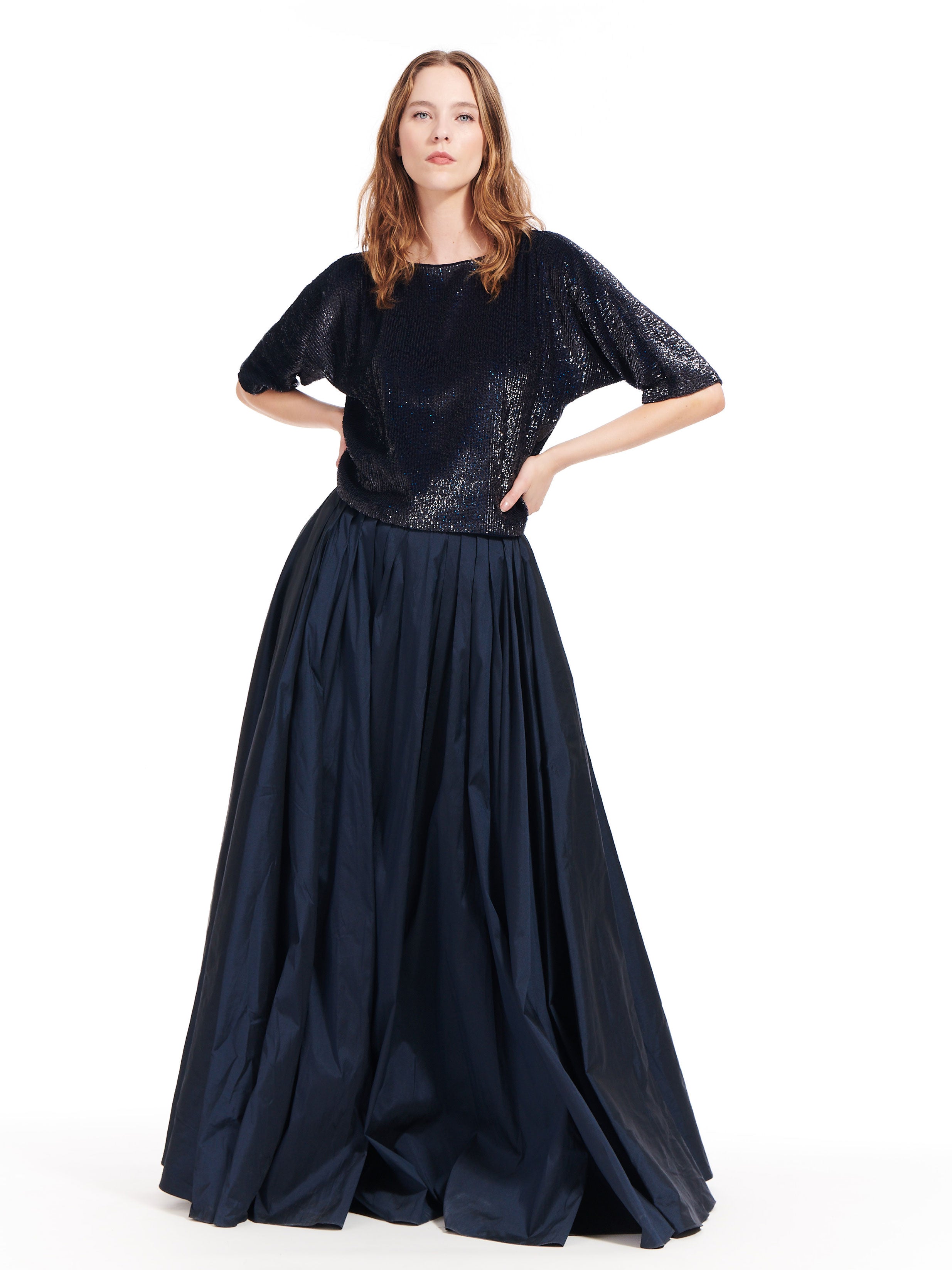 TAFFETA BALLGOWN SKIRT NAVY