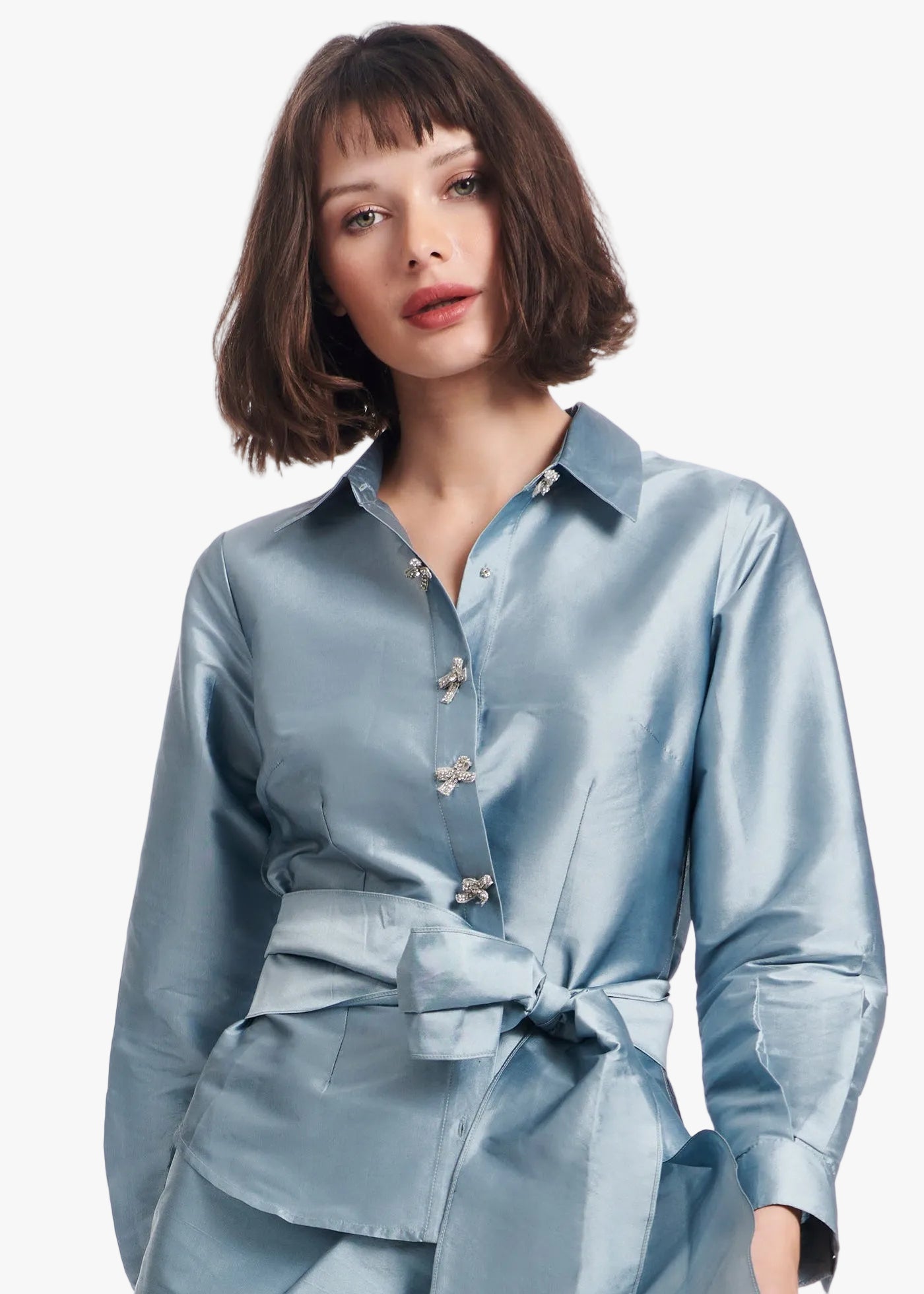 dress shirt with bow The Black Tux Stretch Cotton Dress Shirt-Slim In White