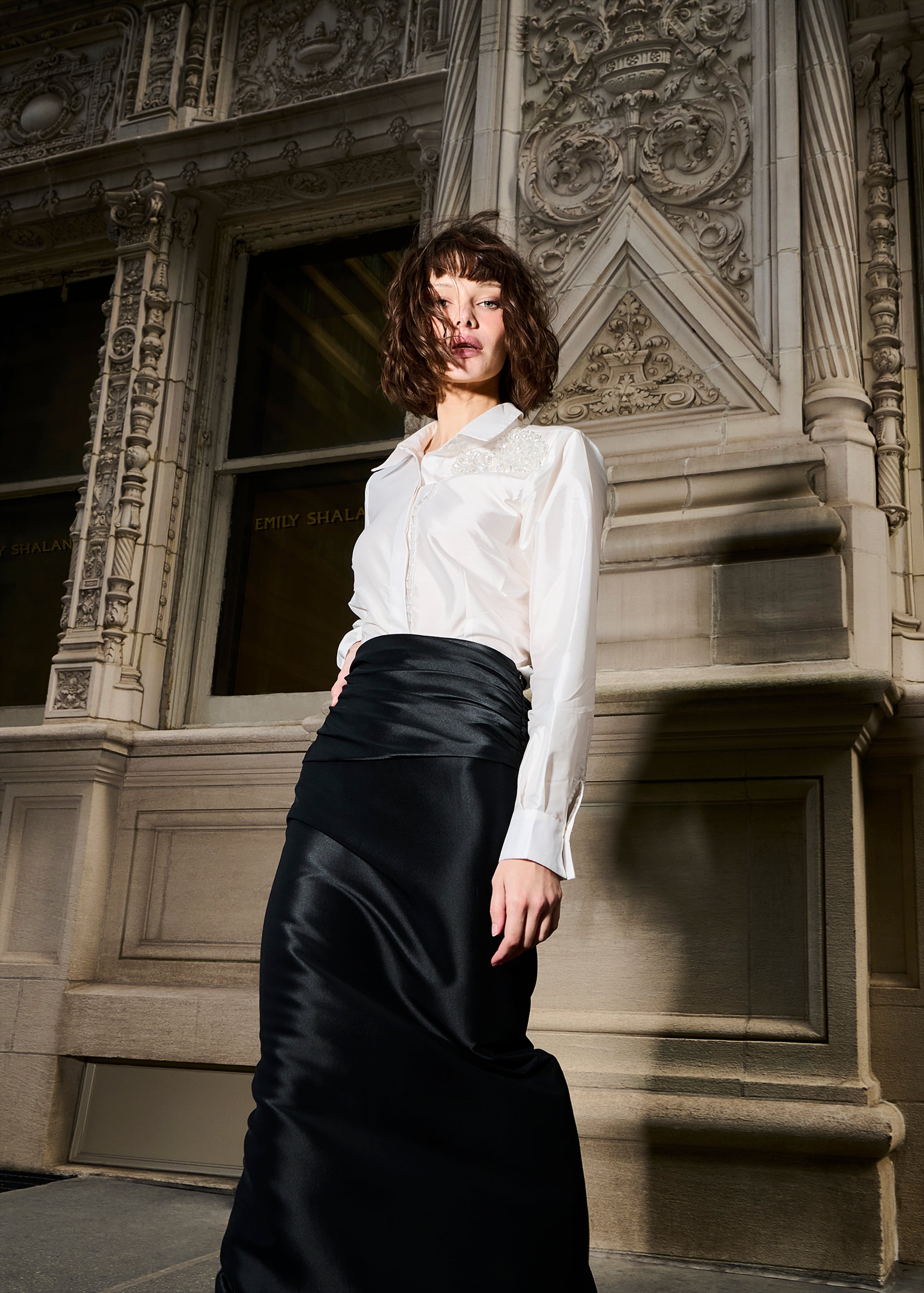 BIAS FAILLE TUXEDO SKIRT