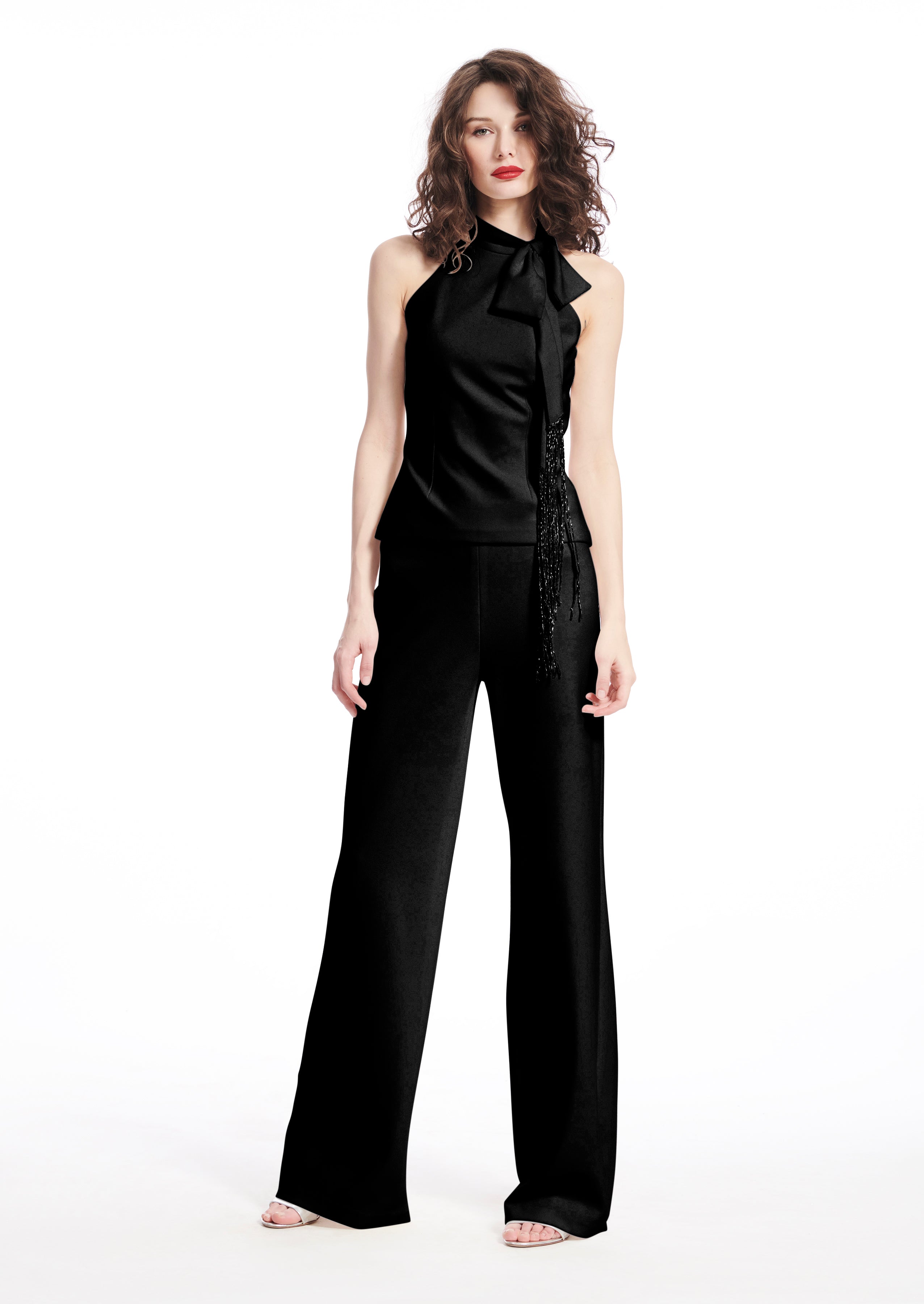 STRETCH CREPE WIDE LEG PANT BLACK