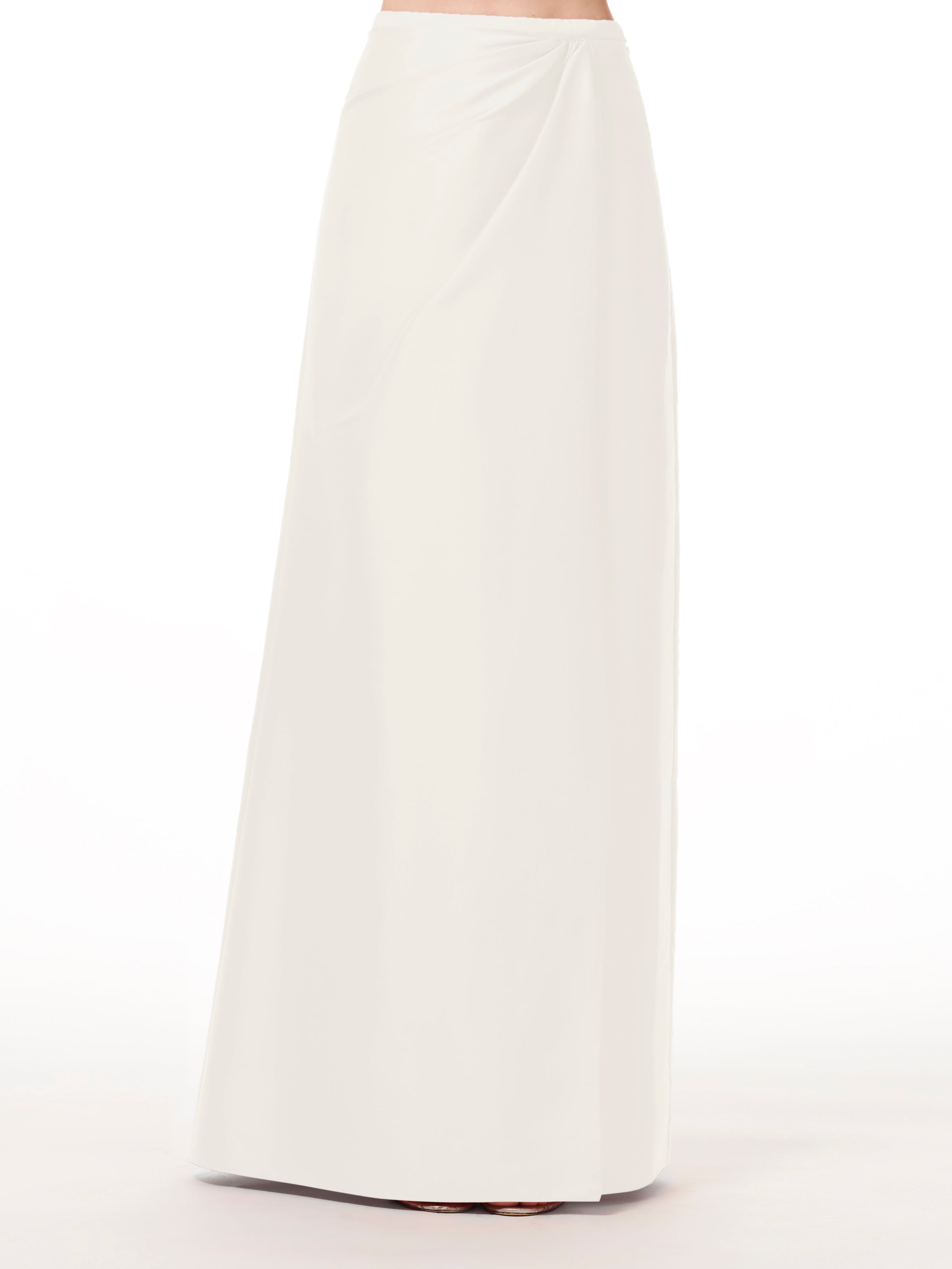 SOFT TAFFETA FAUX WRAP SKIRT NAVY BLACK IVORY