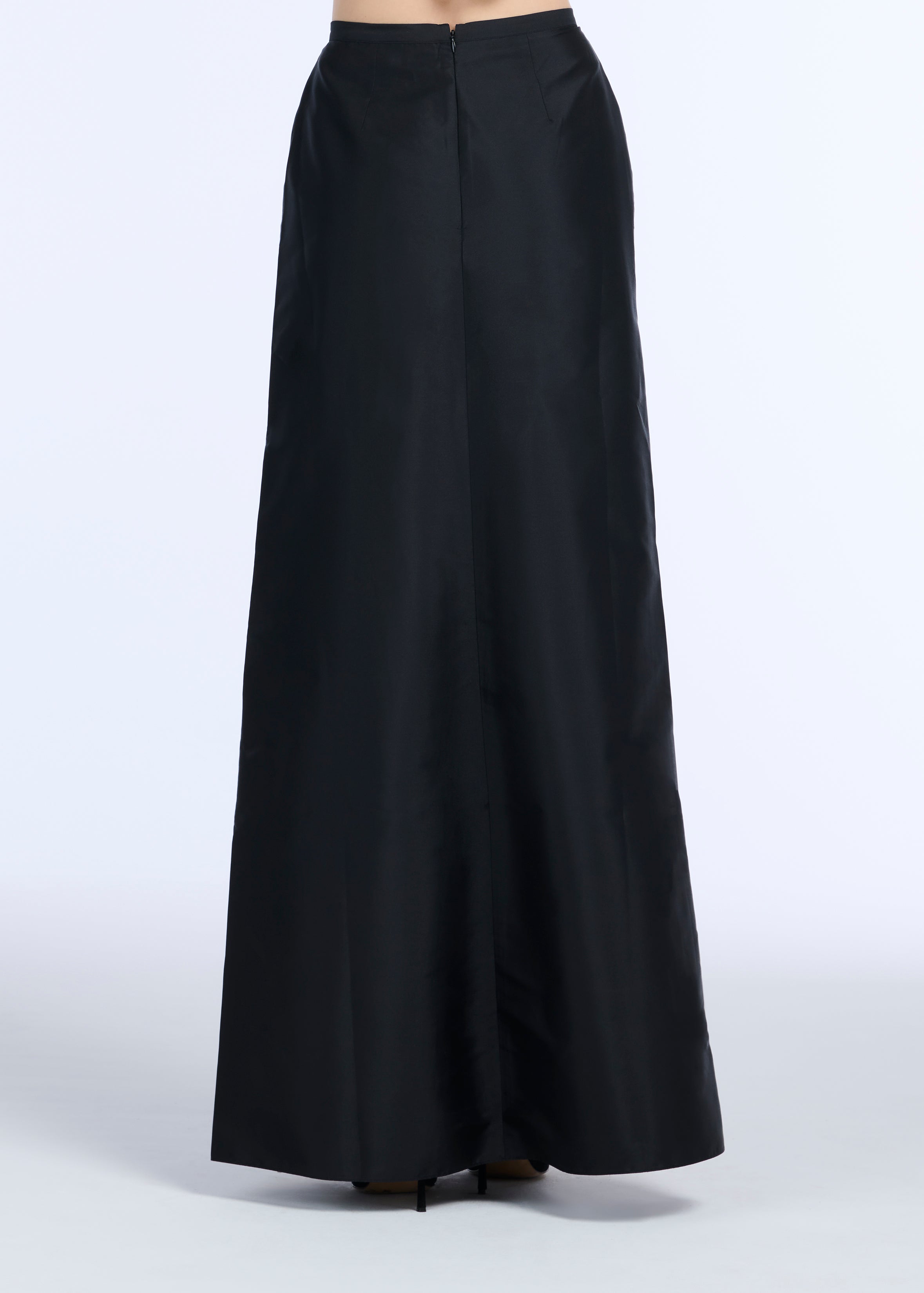 SOFT TAFFETA FAUX WRAP SKIRT NAVY BLACK IVORY