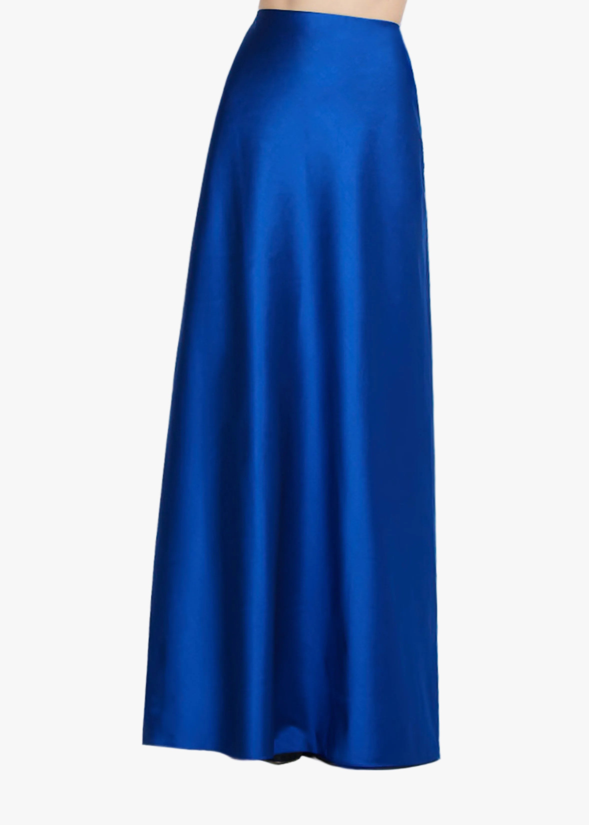 TAFFETA BIAS LONG SKIRT ROYAL | Emily Shalant