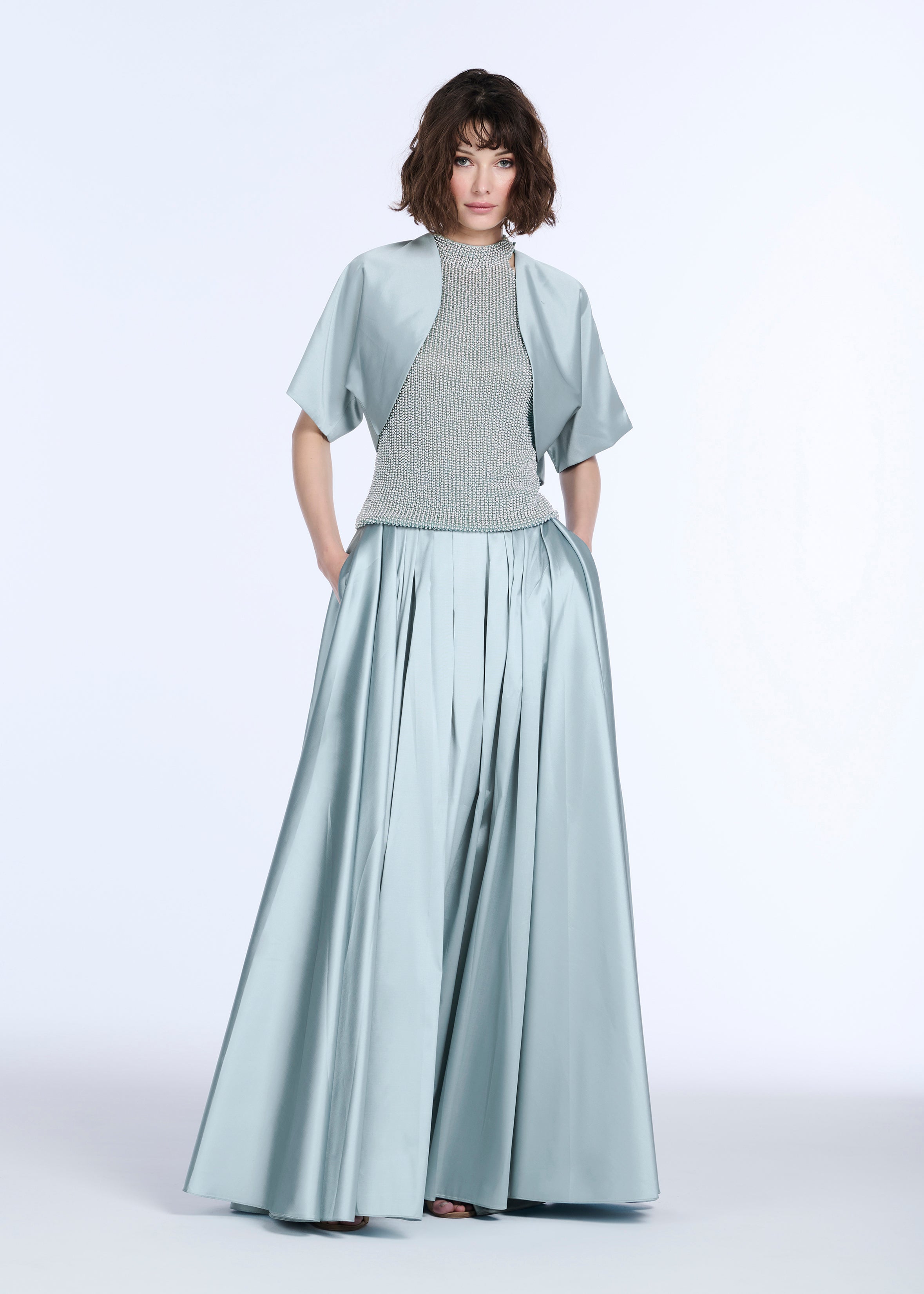 TAFFETA SHRUG - LIGHT BLUE