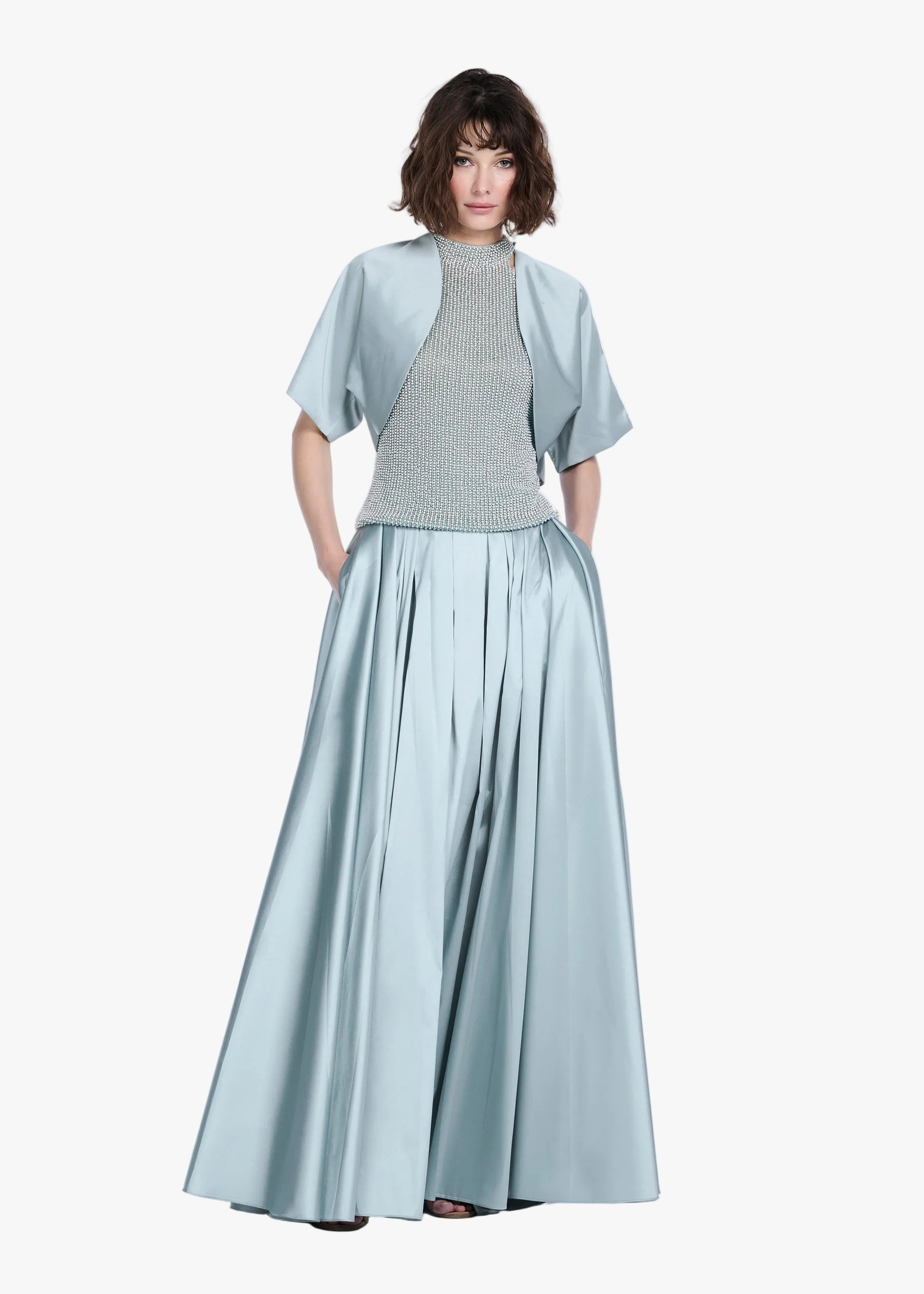 TAFFETA SHRUG - LIGHT BLUE