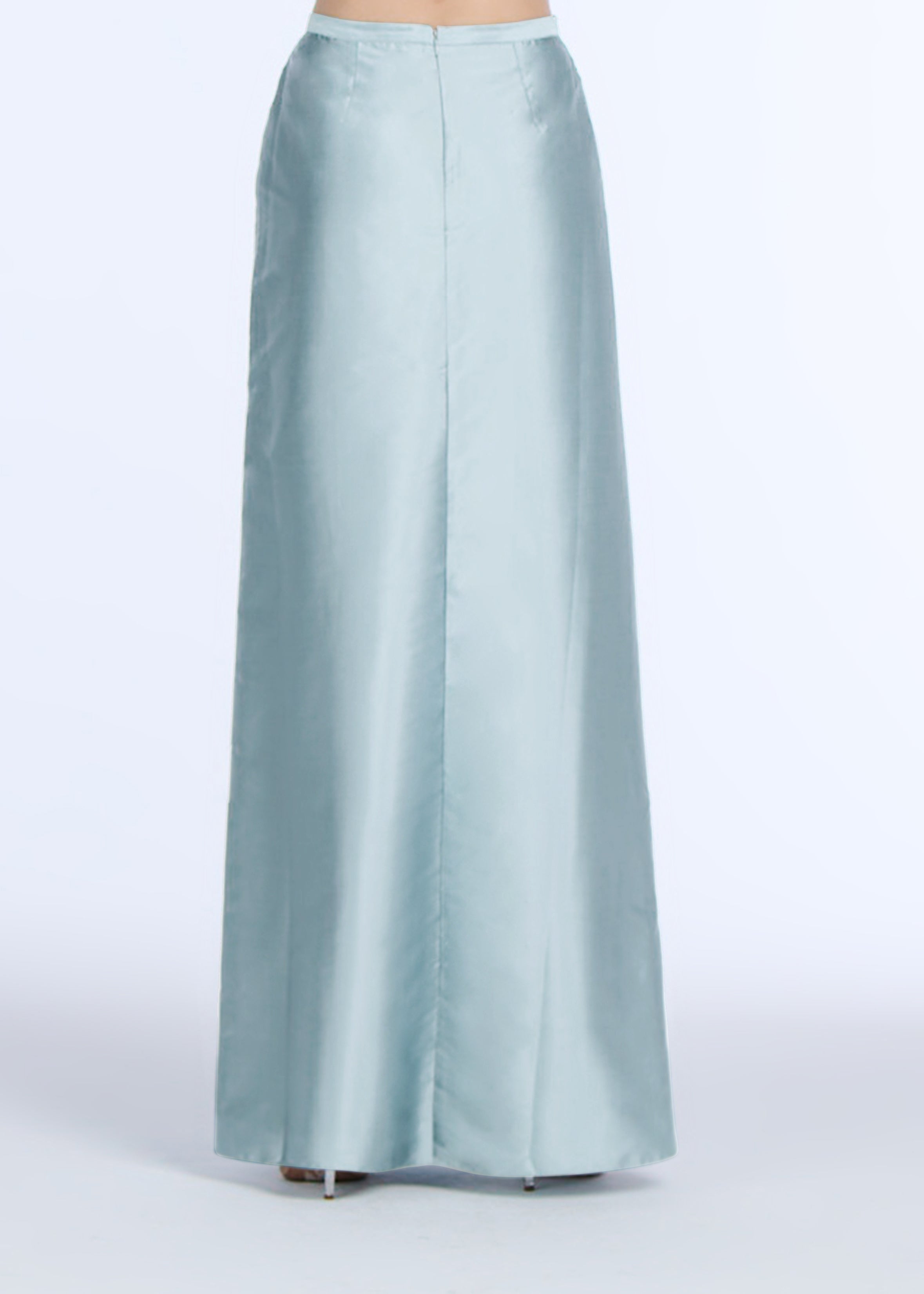 LIGHT BLUE TAFFETA SLIM WRAP SKIRT