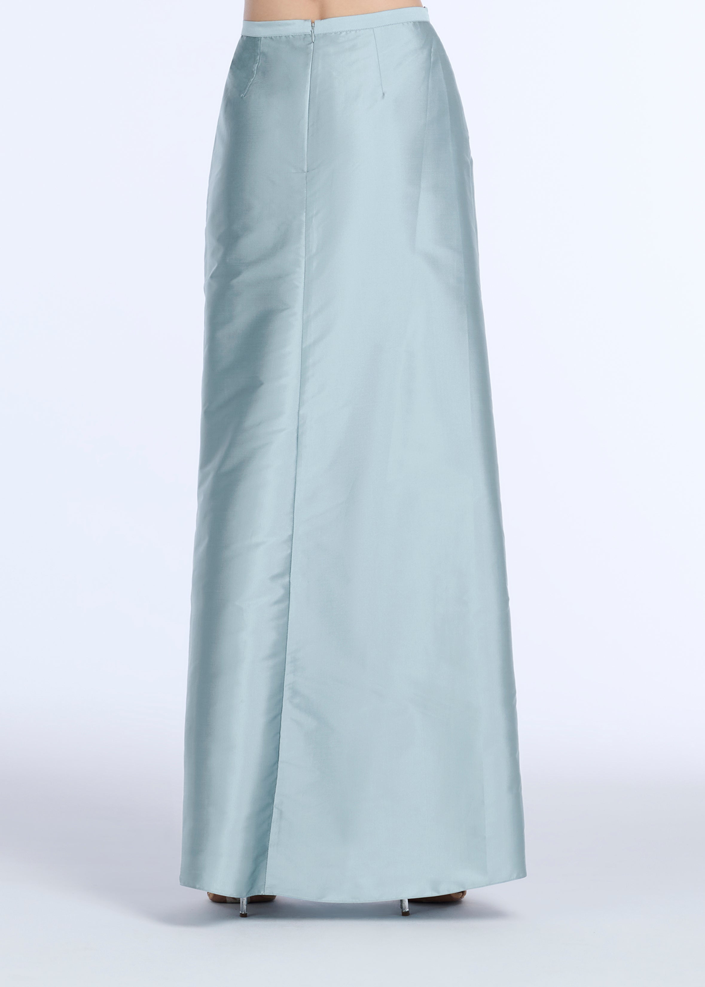 LIGHT BLUE TAFFETA SLIM WRAP SKIRT