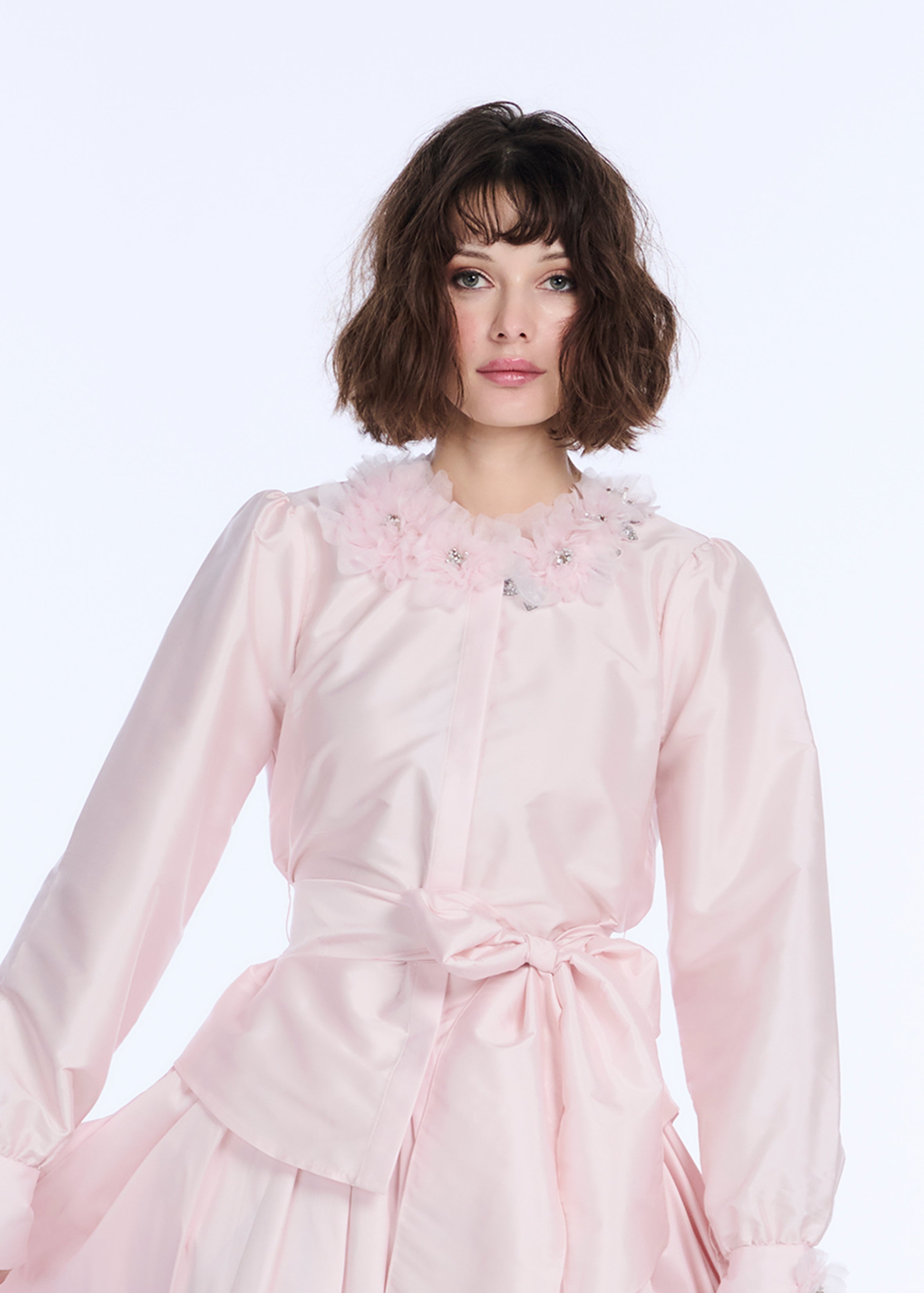 TAFFETA BIAS LONG SKIRT BLUSH