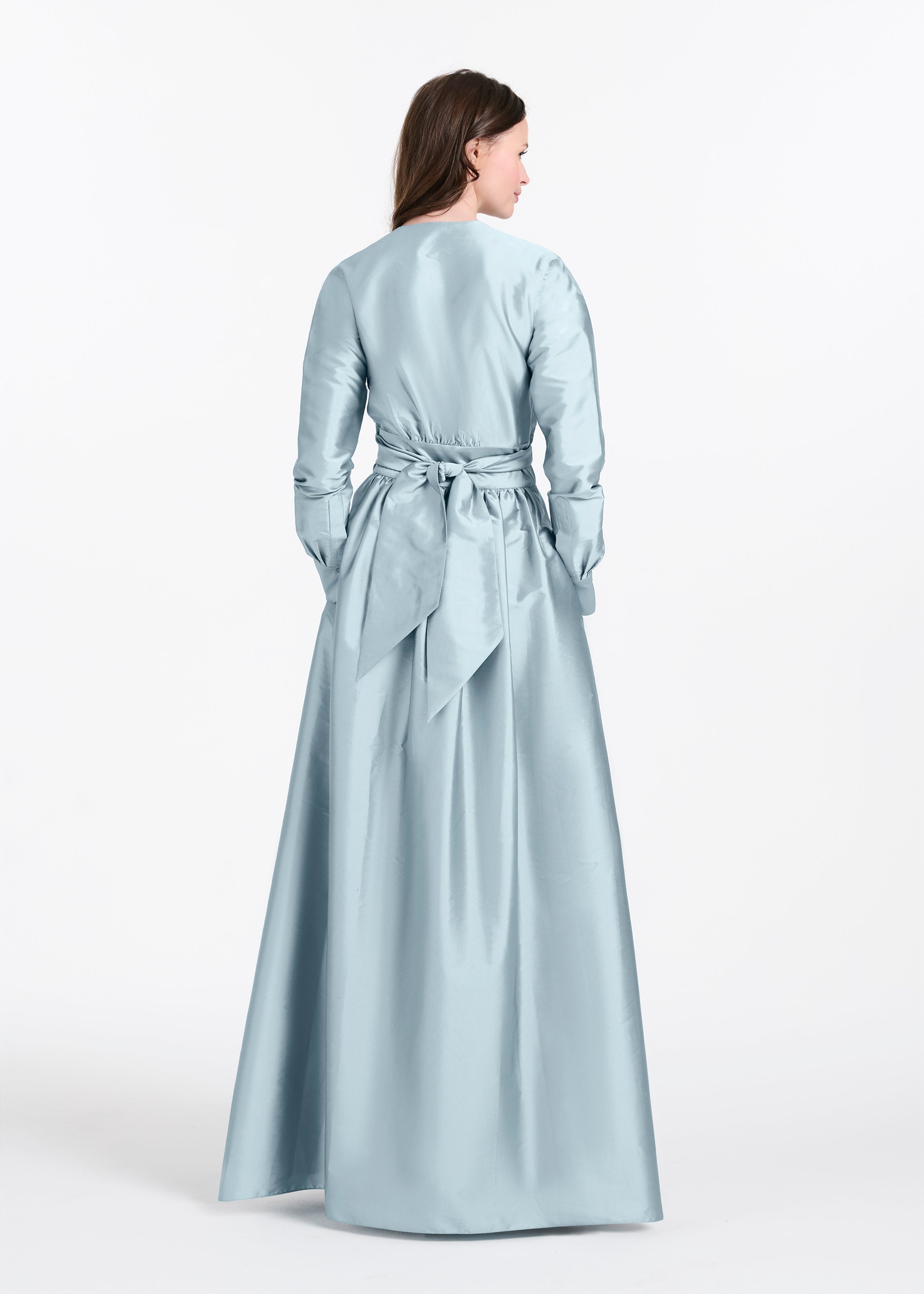 TAFFETA WRAP GOWN LIGHT BLUE