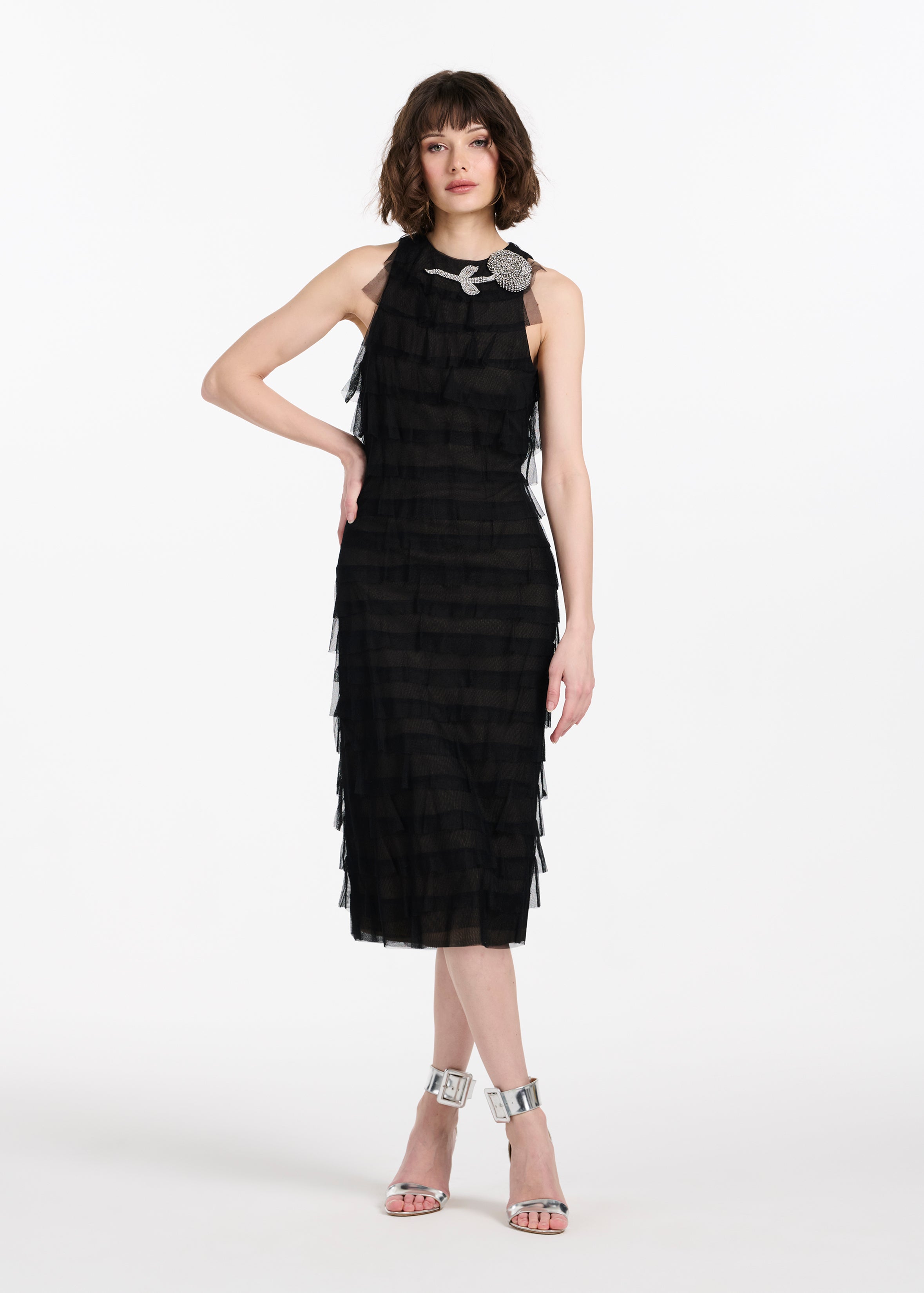 black tulle layered dress Spanish Luxe With Crystal Flower 12 / Collection_Kendall