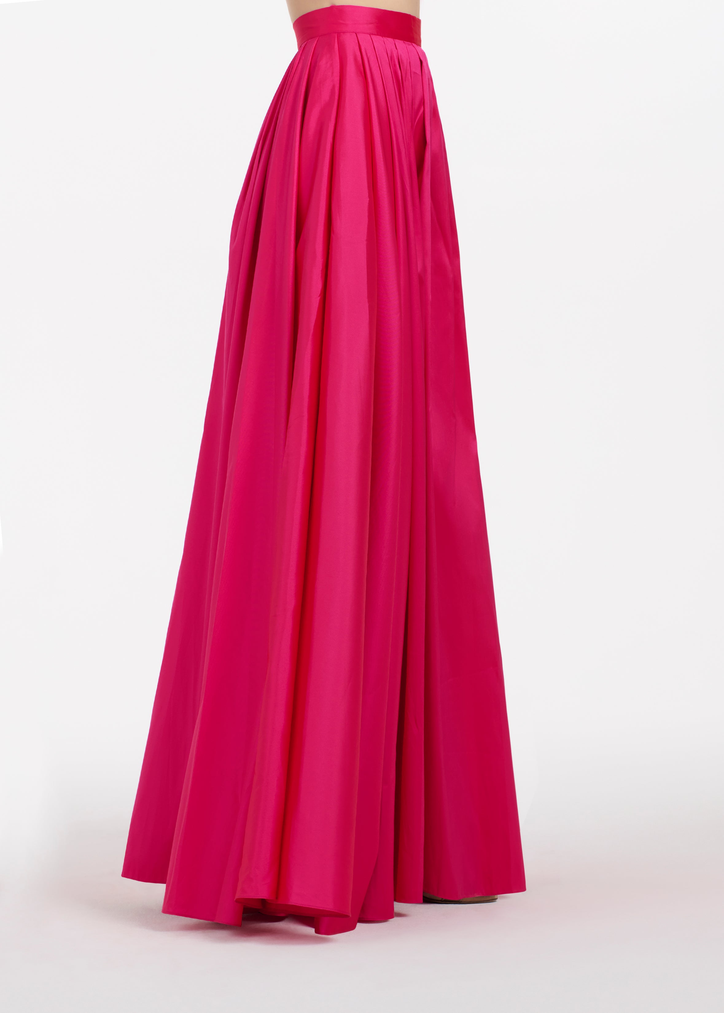 PLEATED SOFT TAFFETA BALLGOWN SKIRT WATERMELON