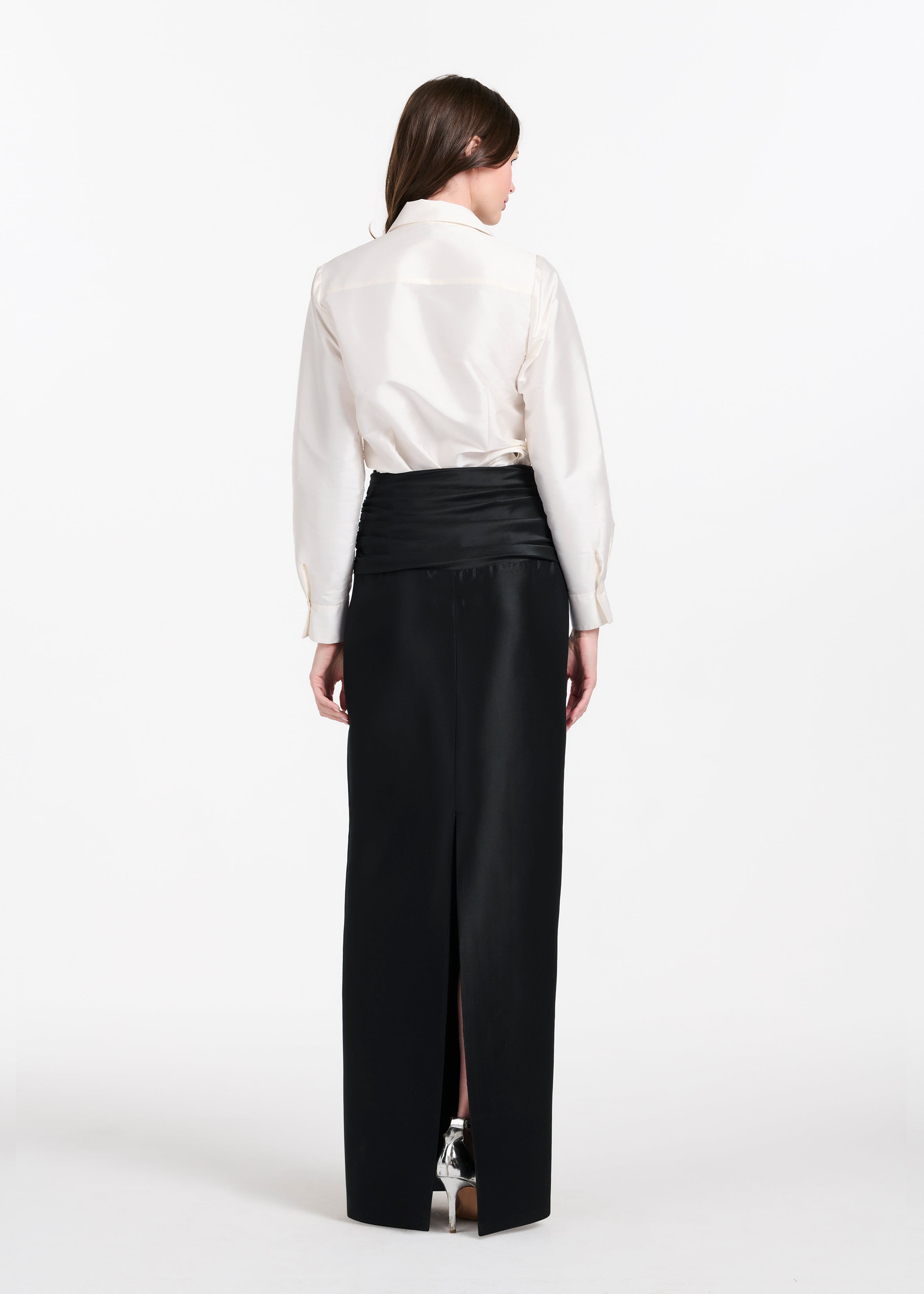 TAFFETA BLOUSE WITH CRYSTAL PEONY IVORY