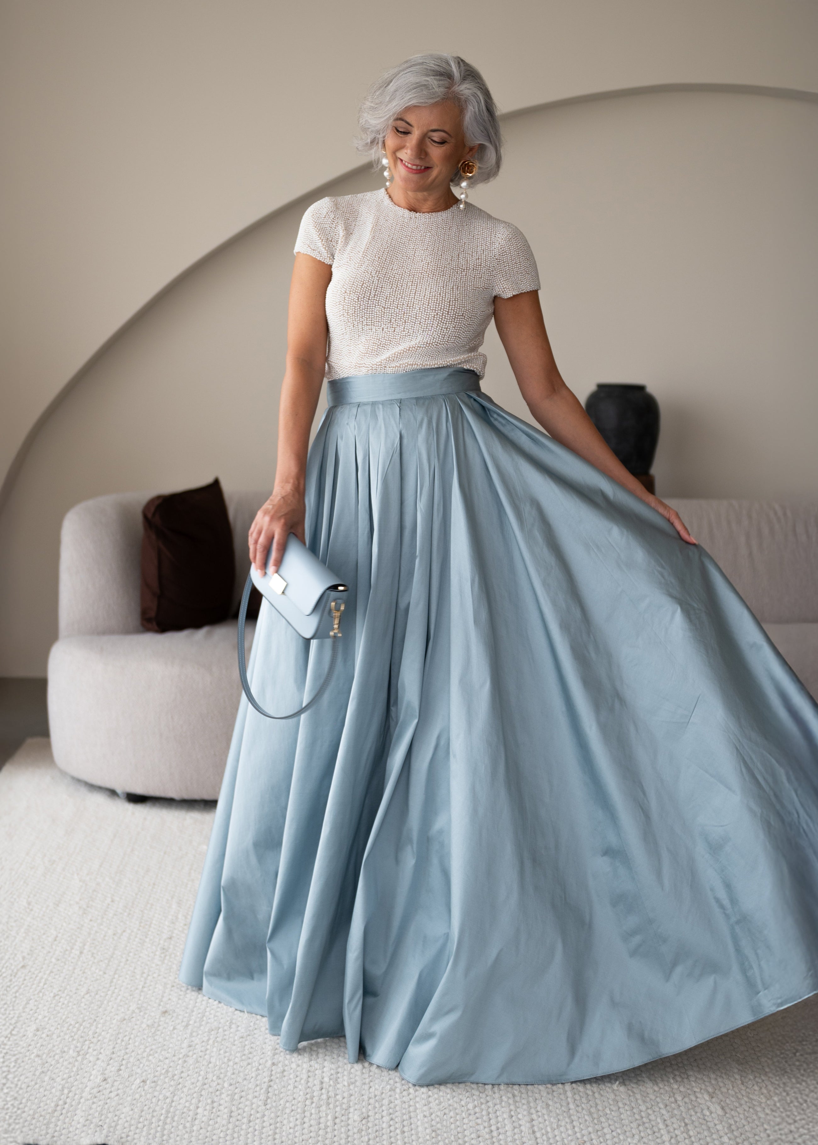 PEARL ENCRUSTED SHORT SLEEVE TEE - IVORY