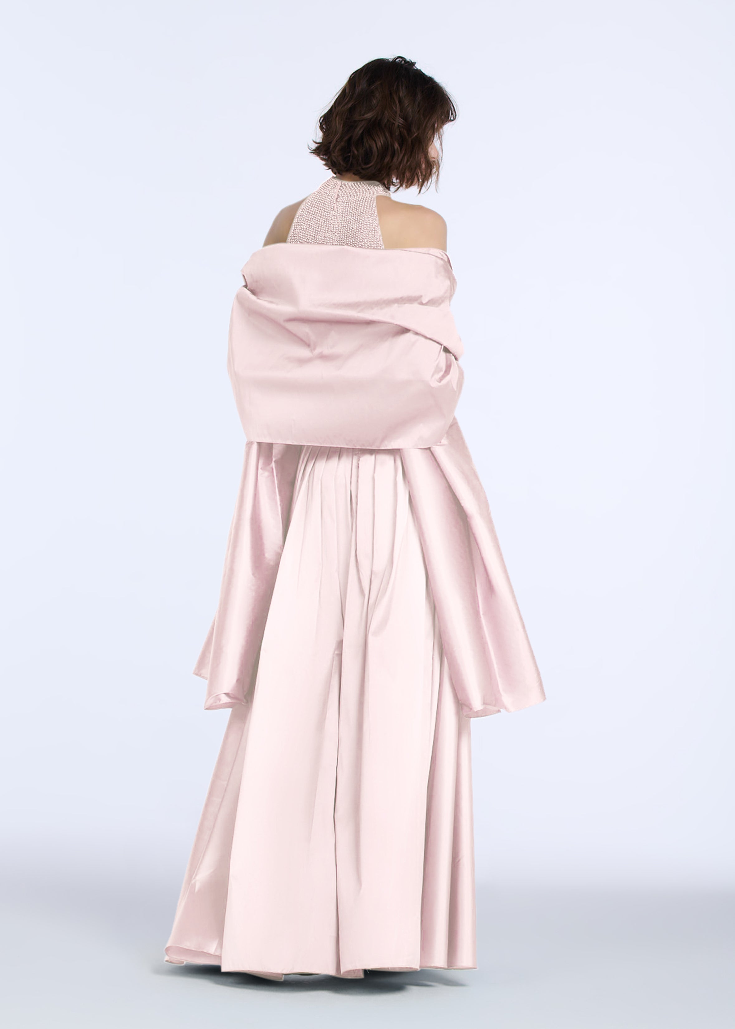 PLEATED SOFT TAFFETA BALLGOWN SKIRT BLUSH