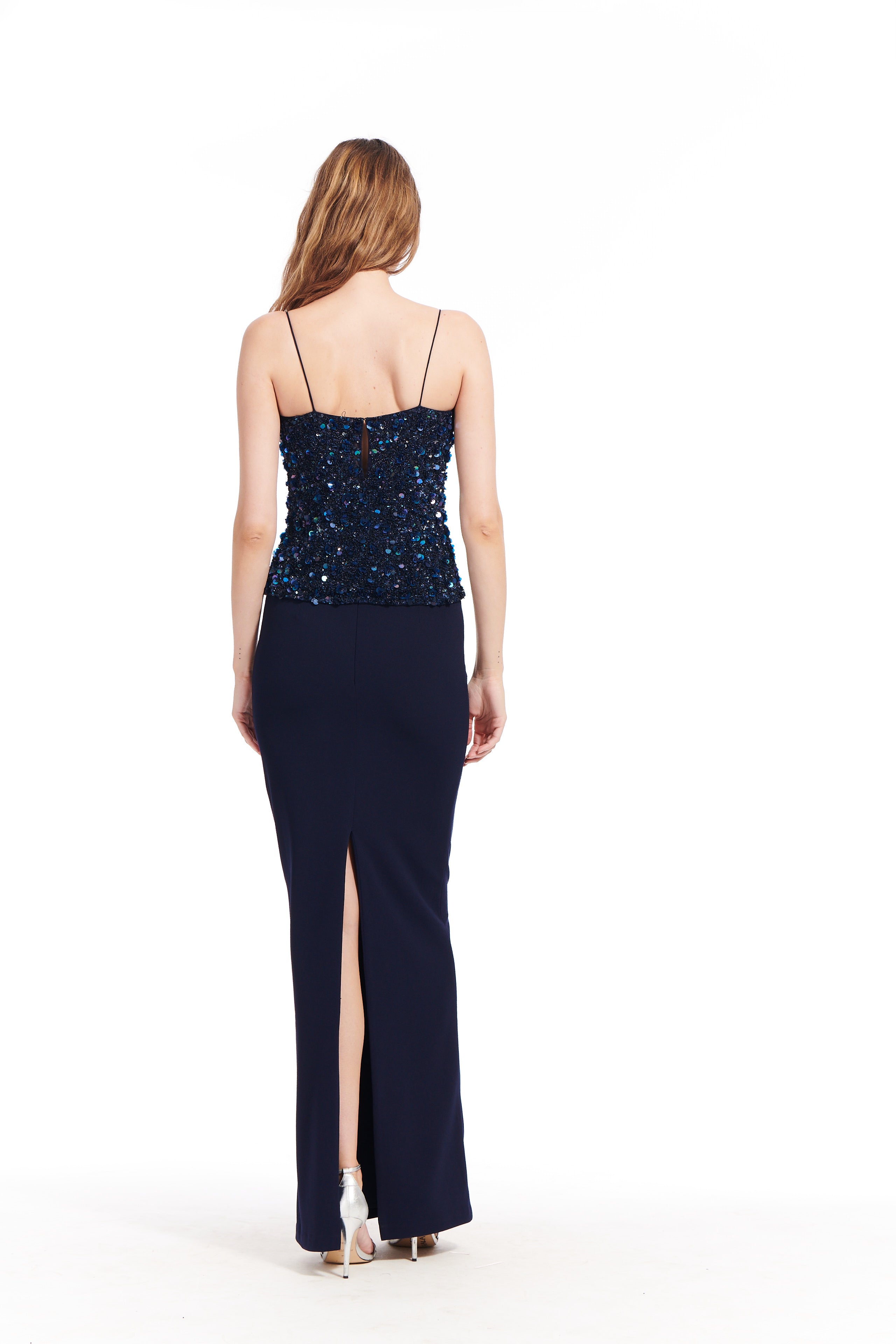 LONG STRETCH CREPE COLUMN SKIRT IVORY