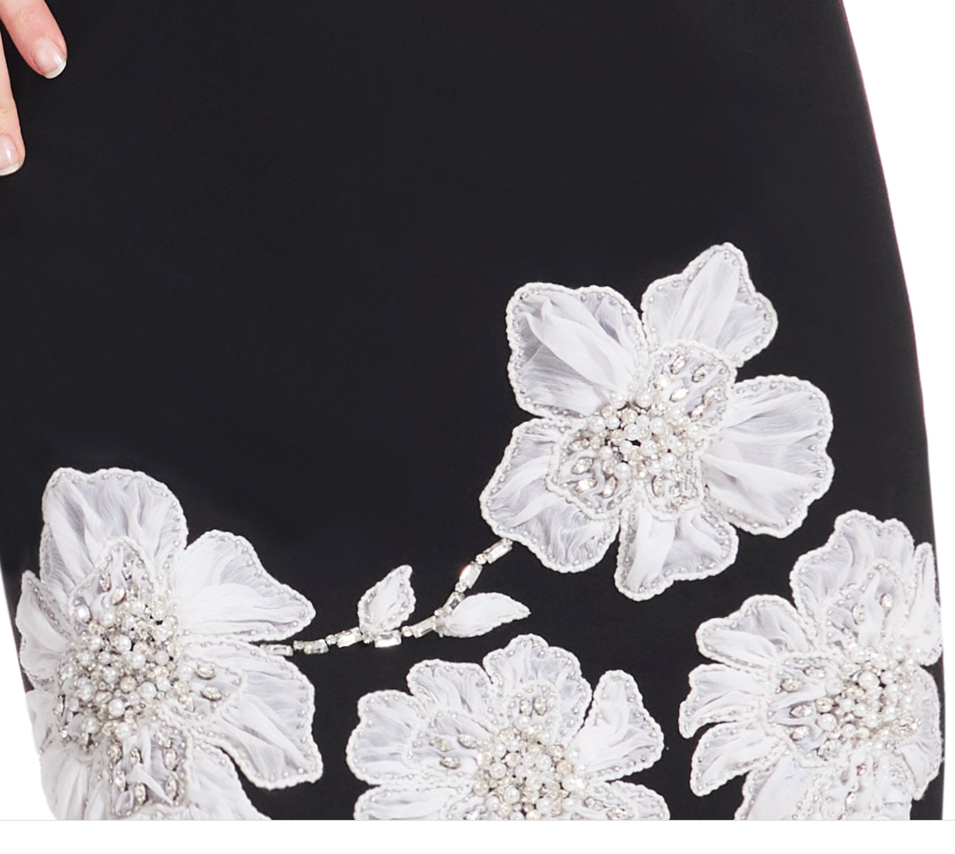 SLEEVELESS STRETCH CREPE DRESS WITH FLOWER APPLIQUE WATERMELON