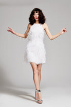 BACKLESS FEATHER MINI DRESS - IVORY