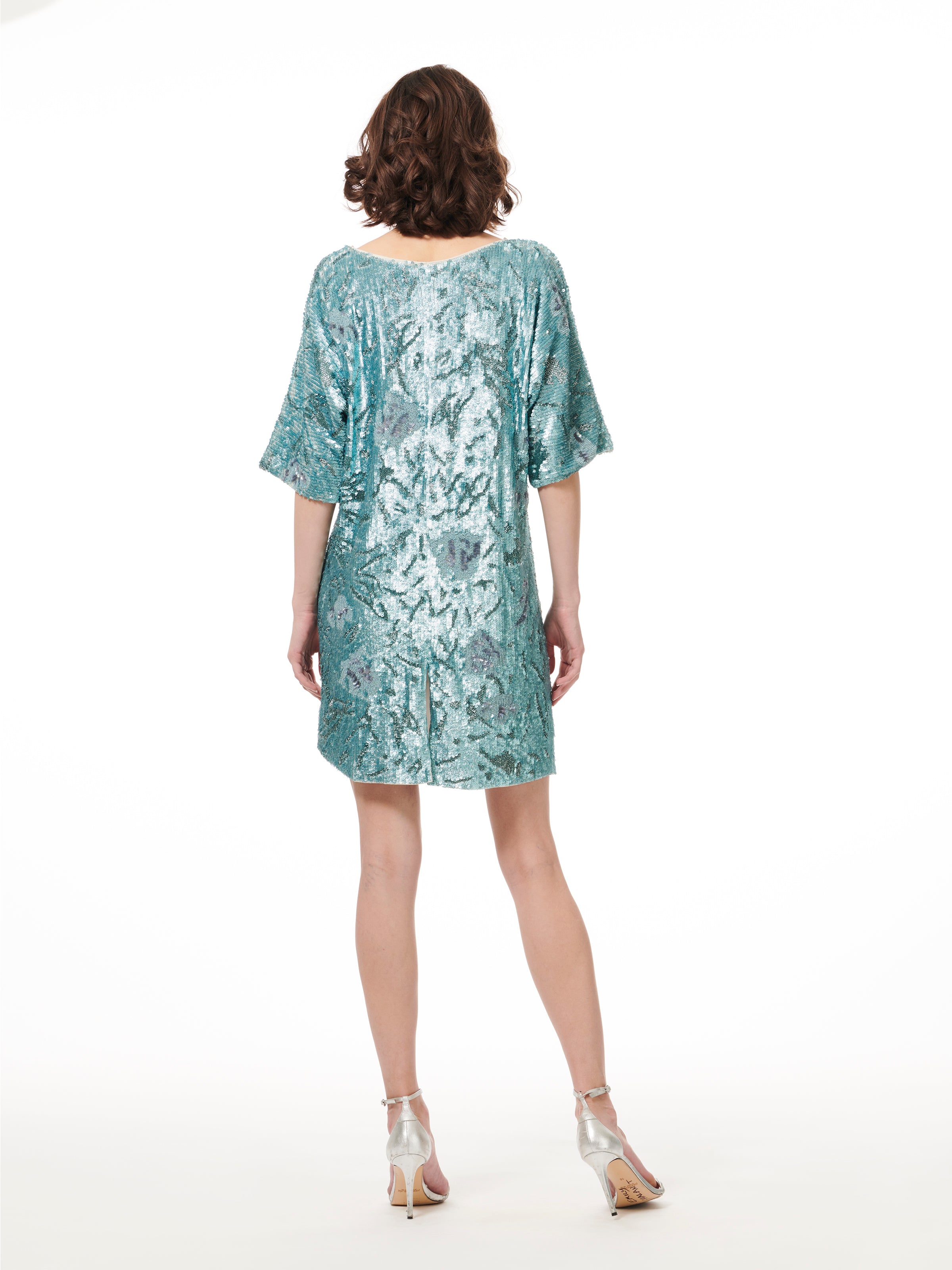 SEQUIN EMBROIDERED EASY MINI DOLMAN DRESS