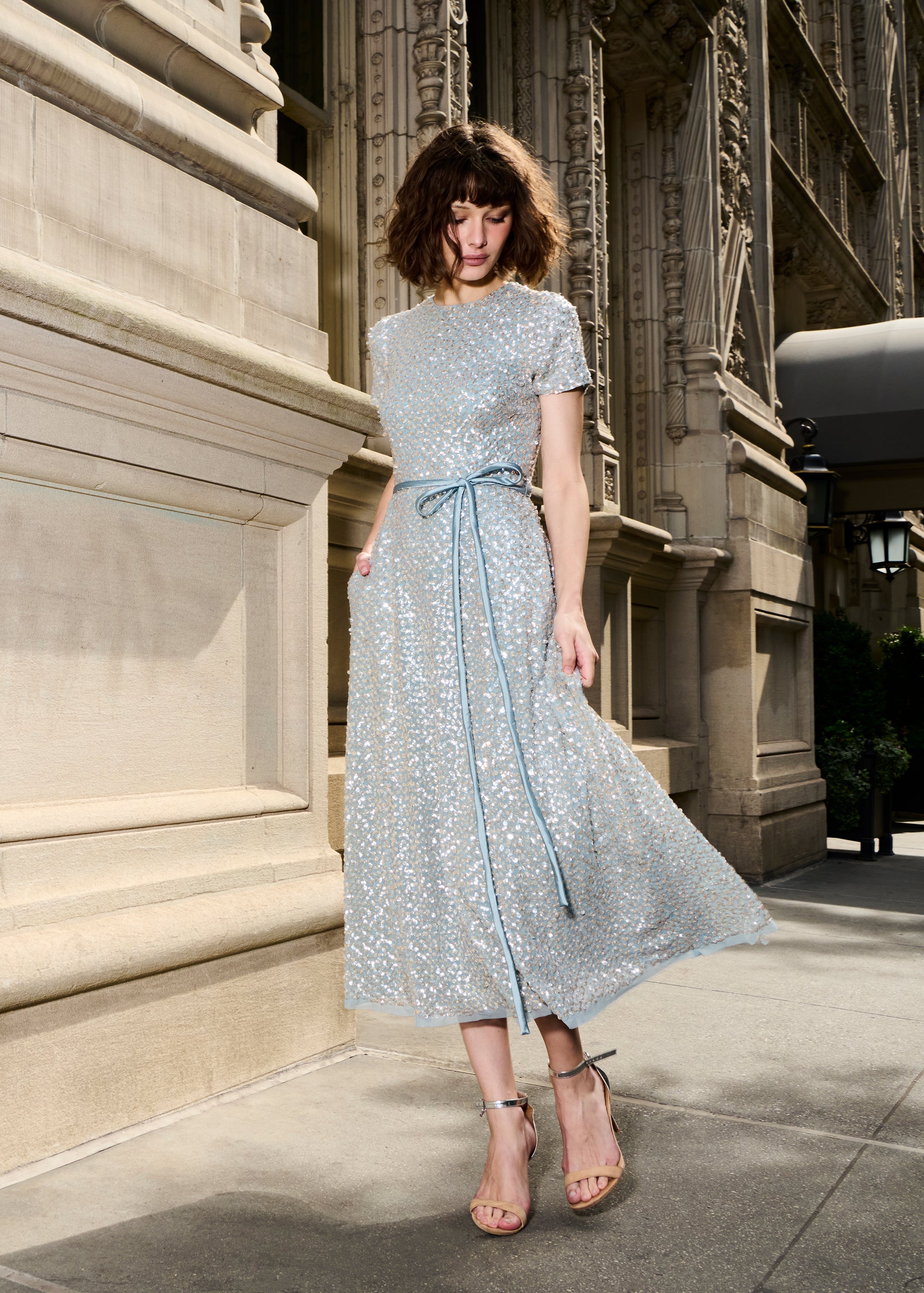 TRANSLUCENT ENCRUSTED SEQUIN DRESS LIGHT BLUE | Emily Shalant TRANSLUCENT ENCRUSTED SEQUIN DRESS LIGHT BLUE | Emily Shalant