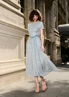 TRANSLUCENT ENCRUSTED SEQUIN DRESS LIGHT BLUE