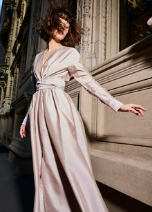 TAFFETA WRAP GOWN LIGHT BLUE