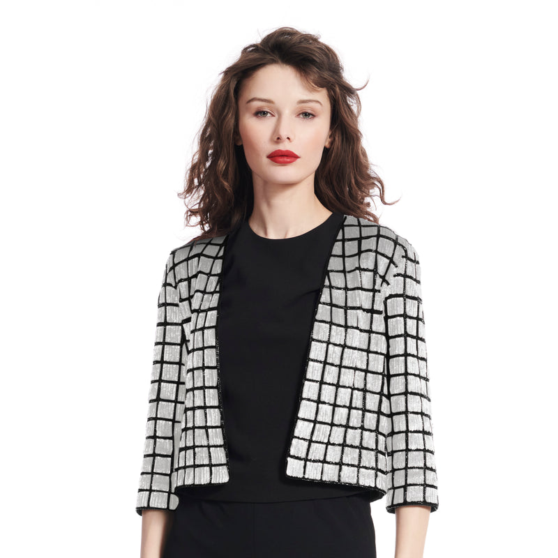 Windowpane Beaded Jacket