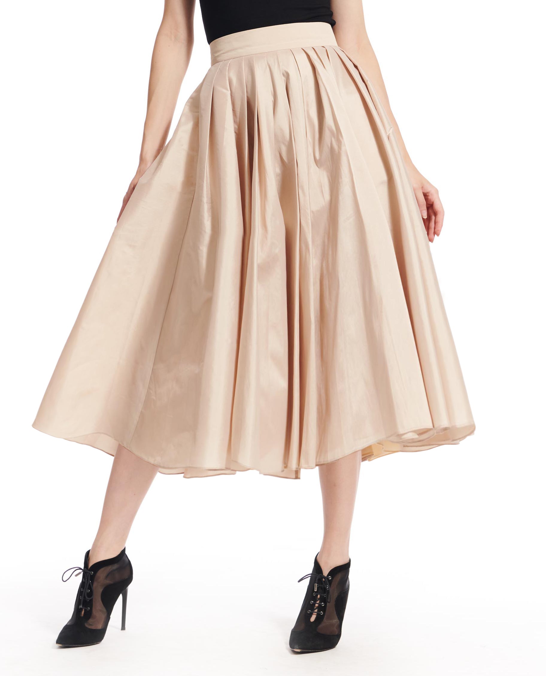 IVORY TAFFETA TEA LENGTH MIDI SKIRT ...