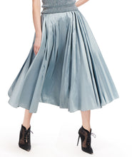 Load image into Gallery viewer, LIGHT BLUE TAFFETA TEA LENGTH MIDI SKIRT
