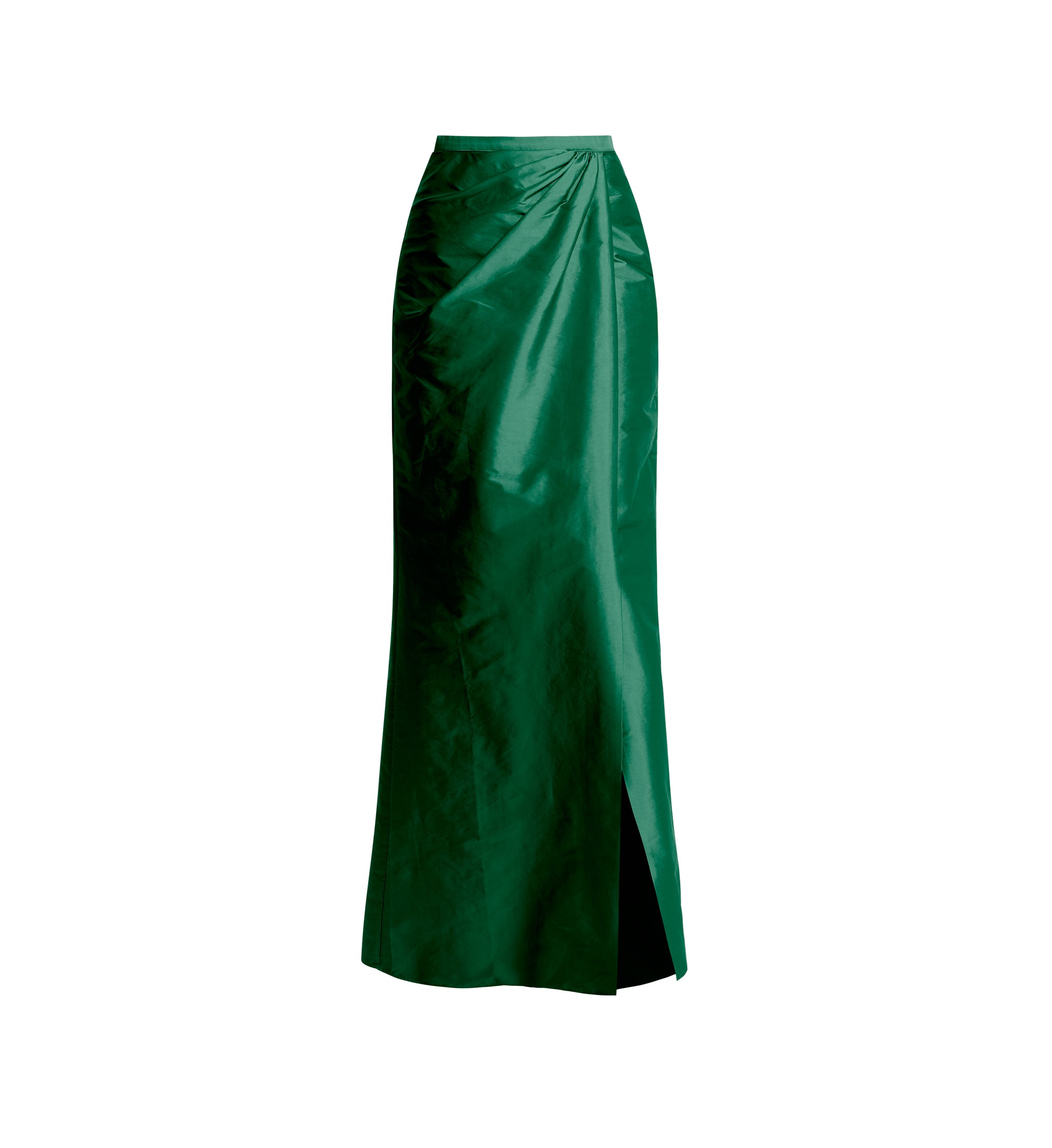 EMERALD TAFFETA SLIM WRAP SKIRT