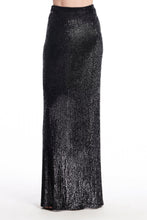 Load image into Gallery viewer, BLACK STRETCH SEQUIN LONG SKIRT
