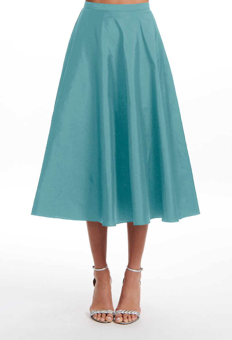 SKY A-LINE TAFFETA MIDI SKIRT