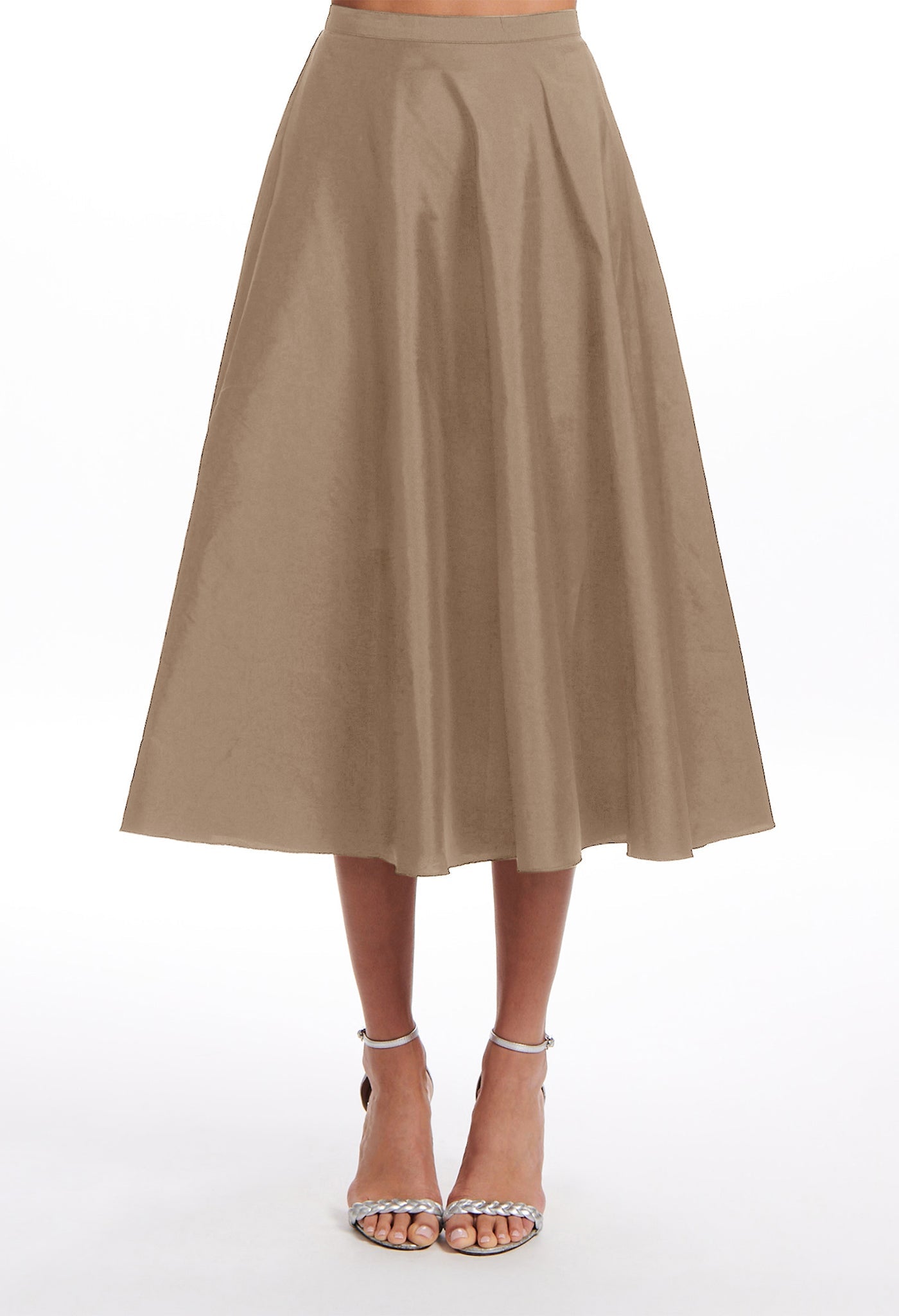 A-LINE TAFFETA MIDI SKIRT SUNTAN – Emily Shalant