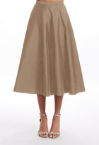 A-LINE TAFFETA MIDI SKIRT BLACK