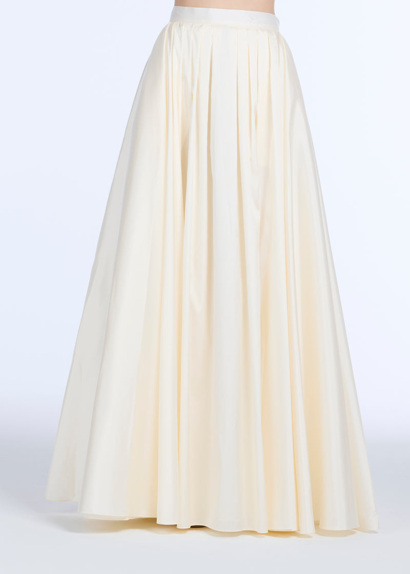 PLEATED SOFT TAFFETA BALLGOWN SKIRT IVORY