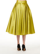 CITRINE TEA LENGTH PLEATED SOFT TAFFETA MIDI SKIRT