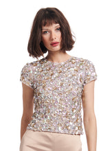 Load image into Gallery viewer, OYSTER CRUNCHY FLOWER HAND BEADED TOP
