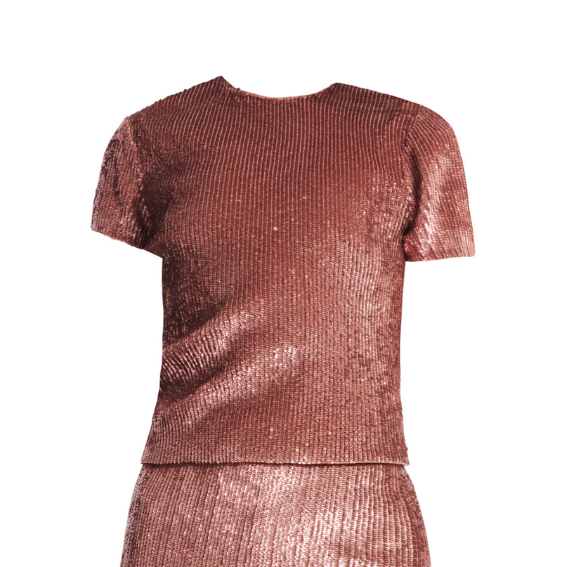 SEQUIN BLOUSON WITH DOLMAN SLEEVES APRICOT