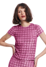 Load image into Gallery viewer, WINDOWPANE BEADED AND SEQUINED  TEE
