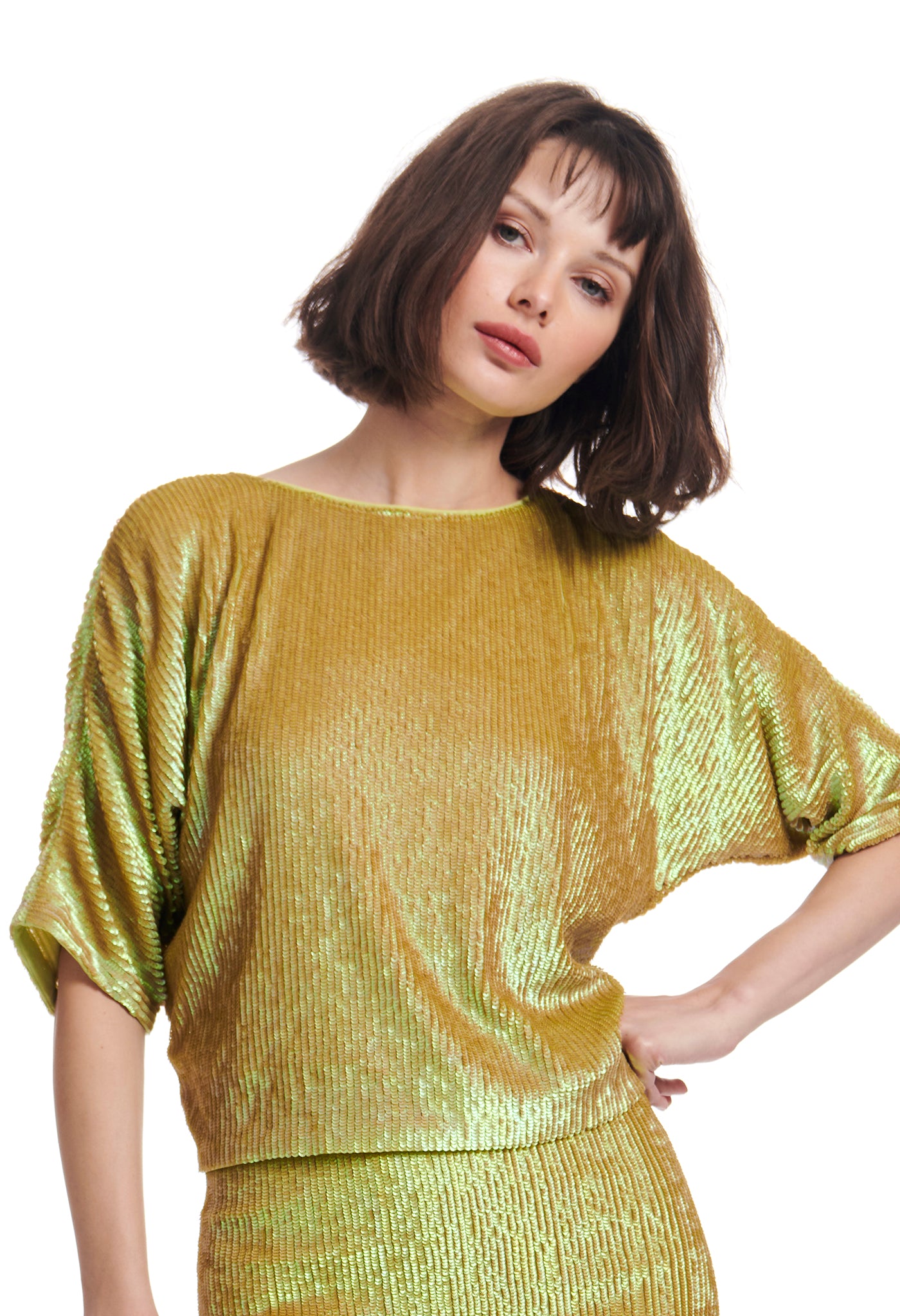 SEQUIN BLOUSON WITH DOLMAN SLEEVES