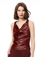 Load image into Gallery viewer, BLACK OPAL SEQUIN COWL TOP
