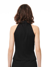 Load image into Gallery viewer, BLACK MOCK-NECK SPARKLE CREPE TOP
