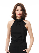 Load image into Gallery viewer, BLACK MOCK-NECK SPARKLE CREPE TOP
