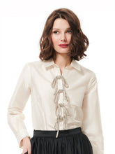 Load image into Gallery viewer, IVORY JEWELED LARGE BOW TAFFETA TOP
