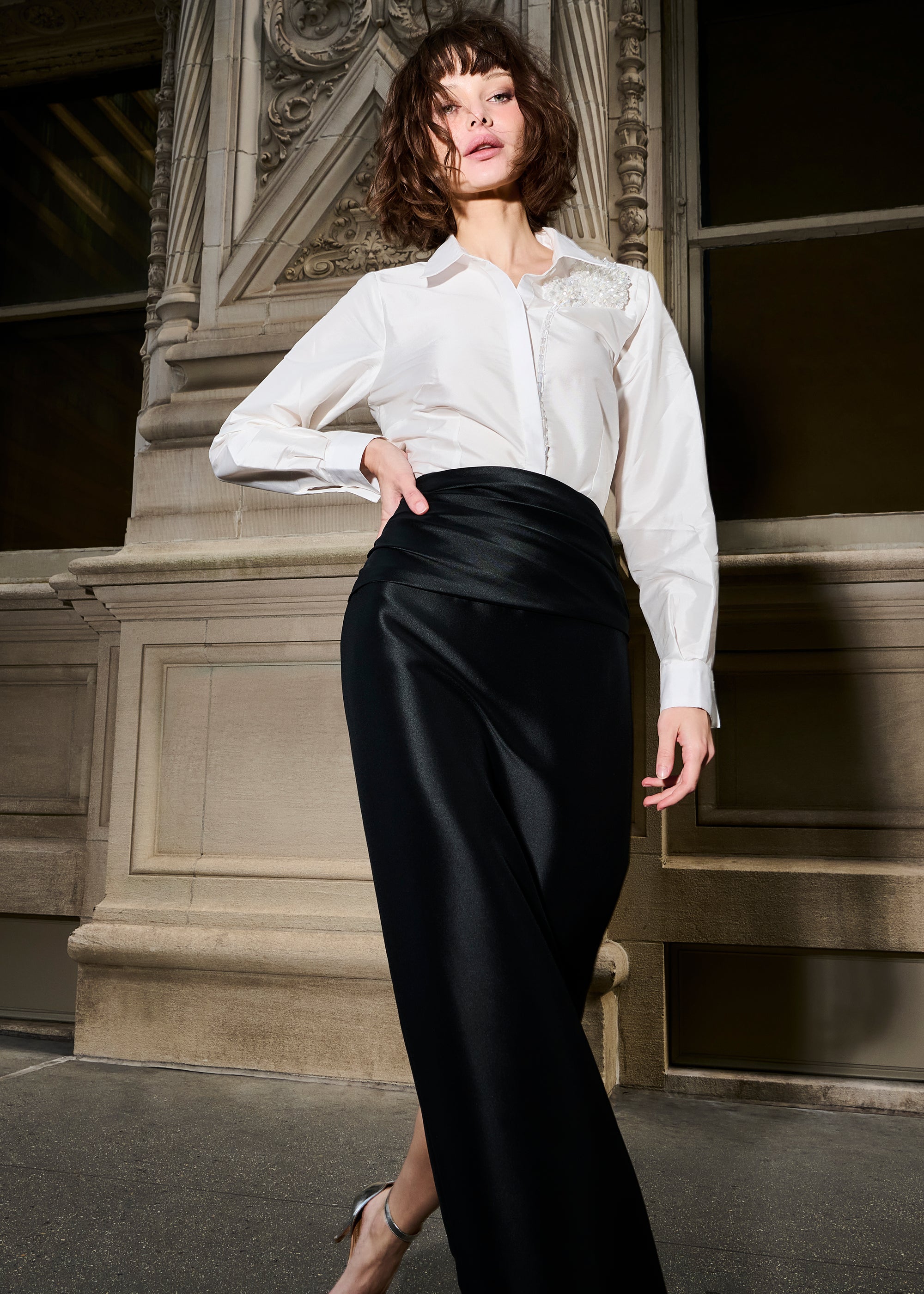 BIAS FAILLE TUXEDO SKIRT