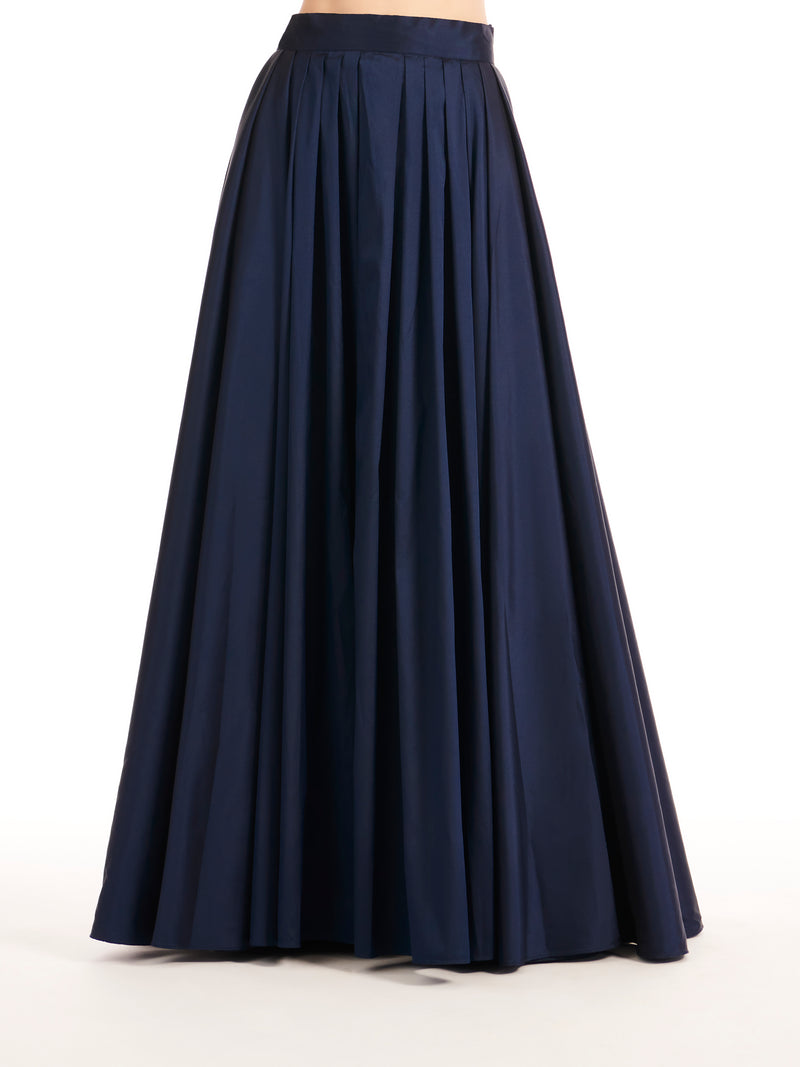 SOFT TAFFETA PLEATED BALLGOWN SKIRT NAVY