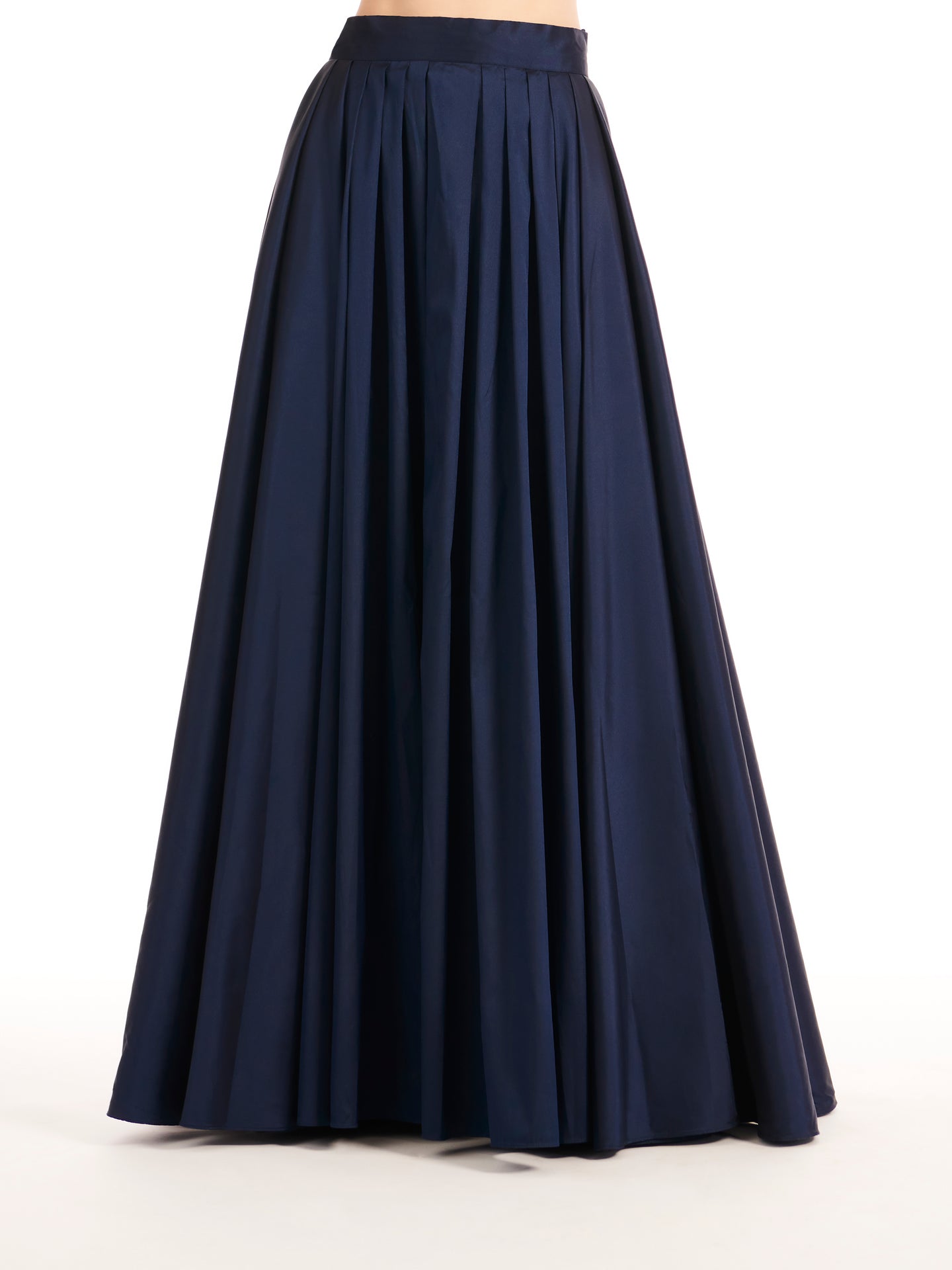 NAVY PLEATED SOFT TAFFETA BALLGOWN SKIRT