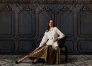 TAFFETA BLOUSE WITH RENAISSANCE PEARL BUTTONS IVORY