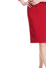 Load image into Gallery viewer, STRETCH SATIN MIDI A-LINE BIAS SKIRT RED
